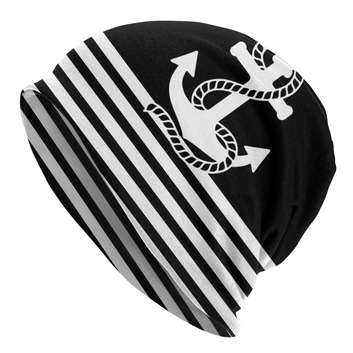 Sombreros náuticos de ancla para hombre y mujer, gorros Unisex de punto, cálidos, para exteriores, color blanco, azul marino, para invierno: 3