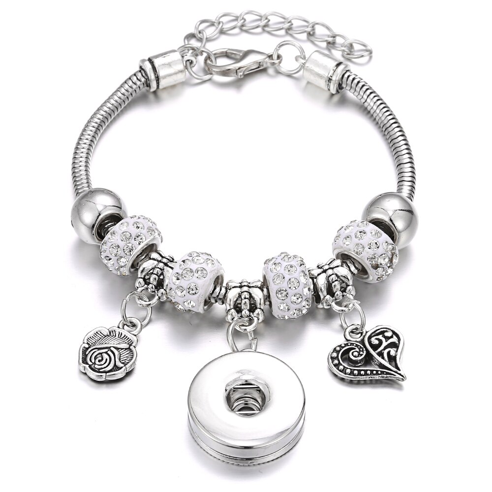 Snap Button Jewelry Snap Bracelet Lobster Buckle Snake Chain Bangles Fit 18MM Snap Jewelry Christmas Beads Bracelet
