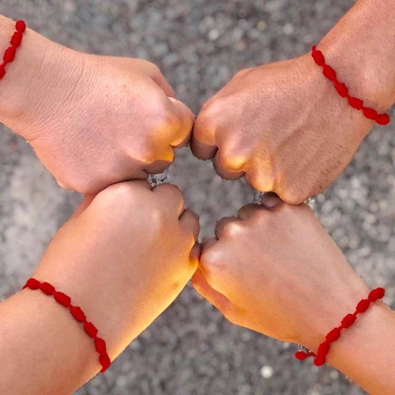 4 pçs 7 nós pulseira de corda vermelha para o casal mal olho pulseira proteção boa sorte amuleto para o sucesso artesanal amizade presente