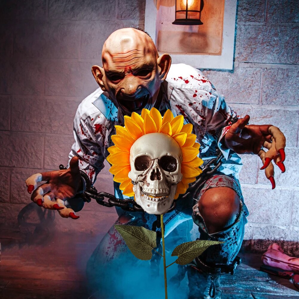 Zonnebloem Schedel Halloween Simulatie Bloem Tuin Horror Sfeer Decoratie Yard Halloween Decoratie