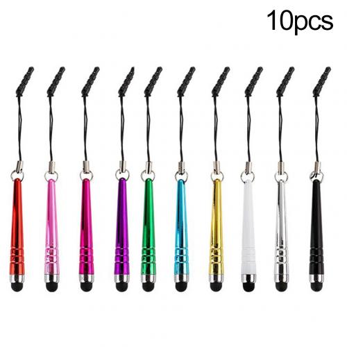Stylet en plastique universel de stylo tactile d'écran capacitif Long pour des stylos de comprimés de téléphones portables intelligents avec des bouchons de poussière: 10pcs