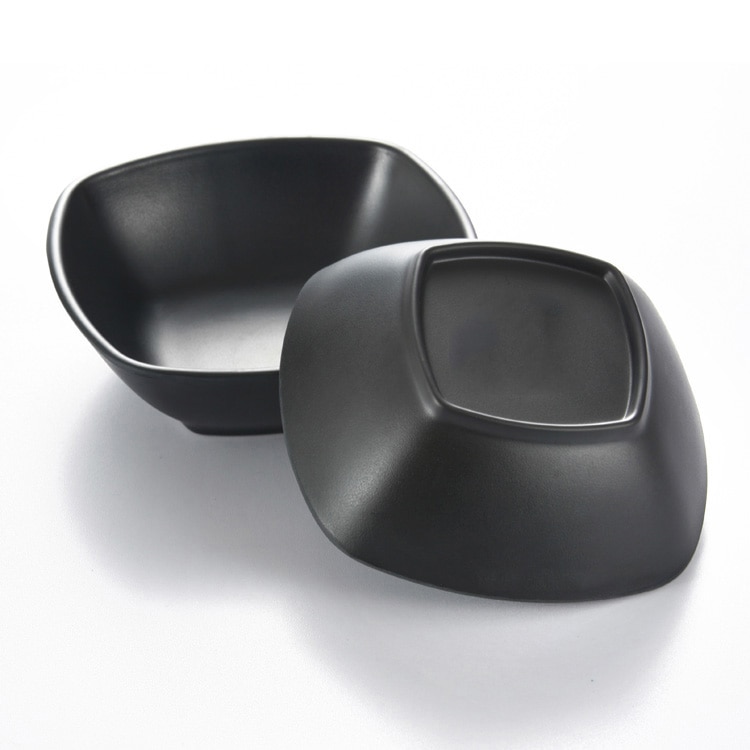 Japanese matt black tableware seasoning bowl square plastic CONGEE soup rice dipping bowl for kaiteen