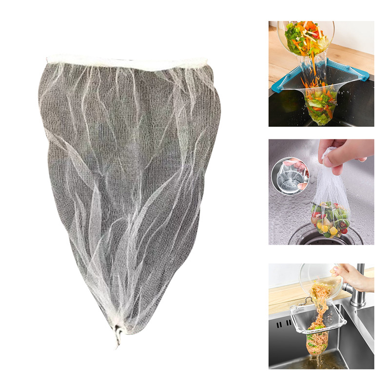Sink Filter Rack Kitchen Foldable Sink Strainer Mesh Bag Stand Waste Garbage Net Shelf Anti-Clogging Disposable Garbage Mesh Bag