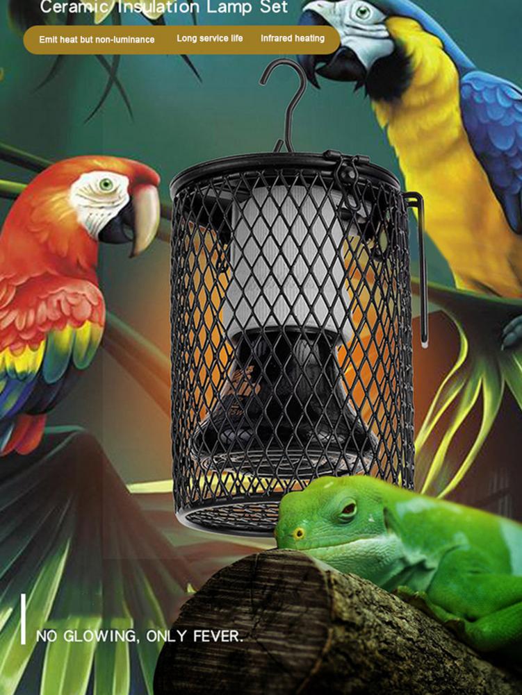 Lamp Ceramic Heating Lamp Heater Reptile Heater Guard Heating Bulb Lamp Enclosure Cage Protector Metal Mesh