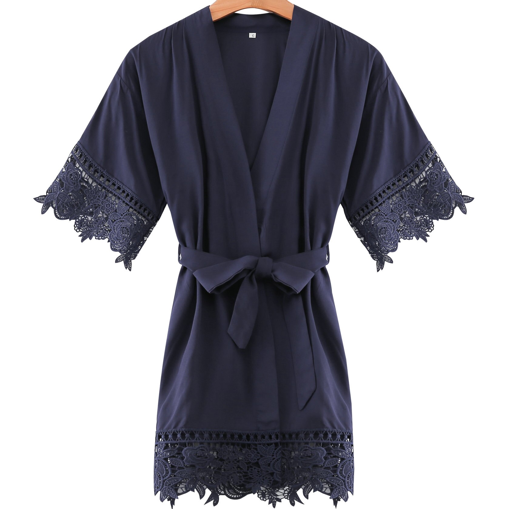 Cotton Flower Girl Robes Rayon Floral Lace Trim Robes Bridal Kids Size Kimono Robes Party Robe Girl Bridesmaid Gold Print: NAVY bridesmaid / kids size(age 3-5)