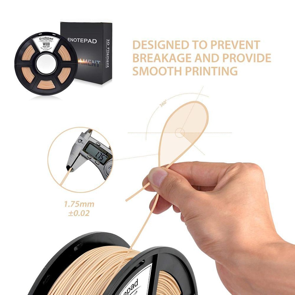 Best Seller Wood Filament For 3D Printer Good For Print Wood Effect Model 1.75mm Wood 3D Filament Children DIY Scibble Material