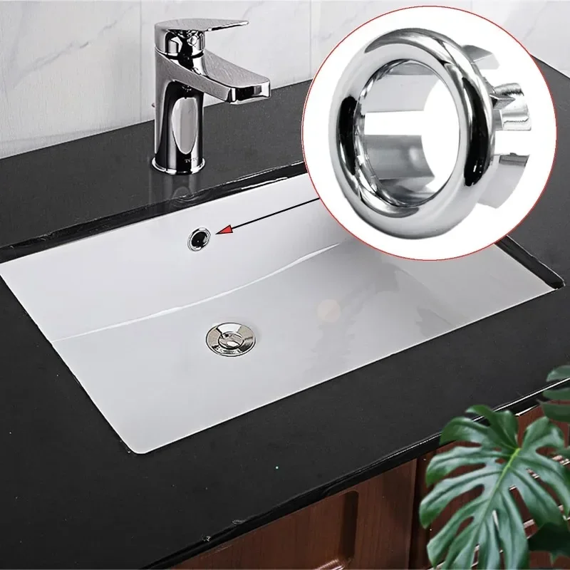 24-1PCS Gootsteen Overloop Ring Cover Vervanging Badkamer Wastafel Trim Bad Ronde Plastic Gootsteen Overloop Gat Cover Keuken accessoires