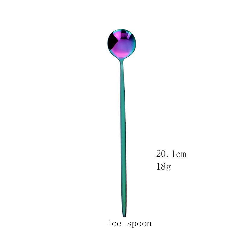 1pcs Flatwar Fork Knife Spoon Set Cutlery Tableware Dinning Rainbow Table Steel Kitchen Complete Dinner Set for: Pink