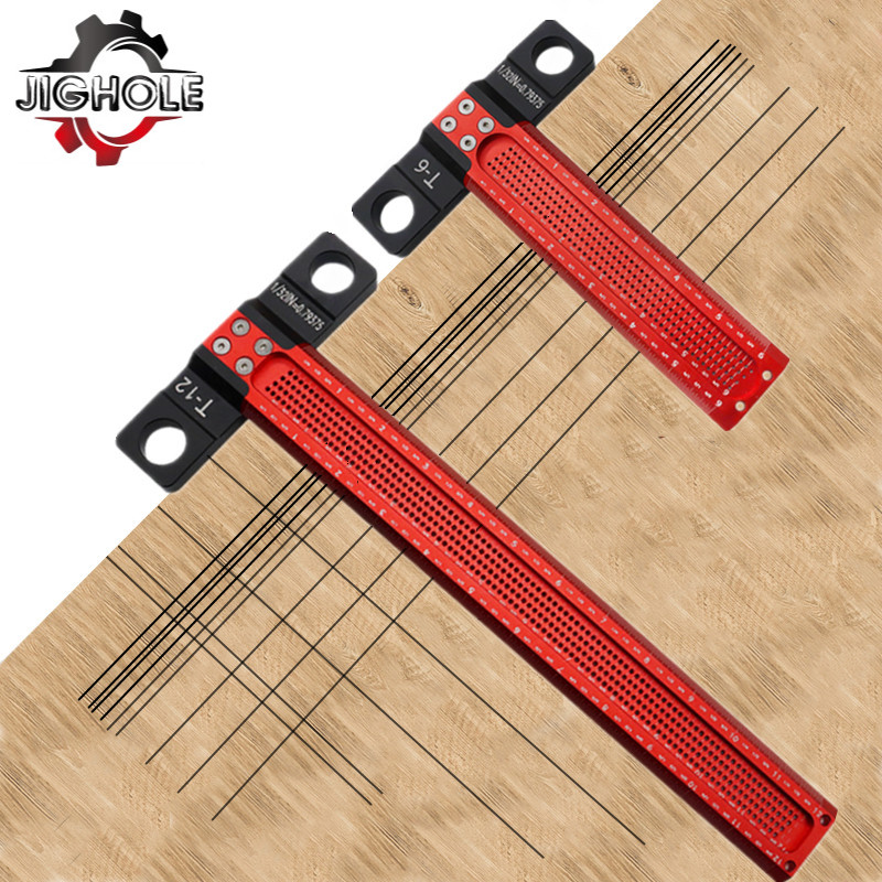 Trazador de carpintería de 6/12 pulgadas, regla en T de marcado de precisión, calibre cuadrado en T de aleación de aluminio, herramienta de medición de dibujo de línea cruzada