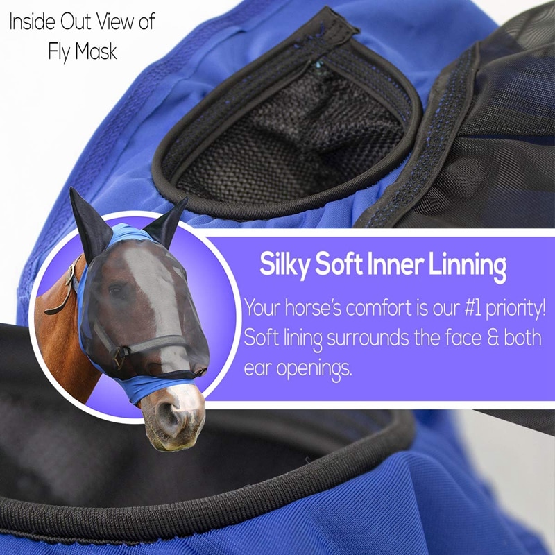 Comfort Soft Mesh Lycra Paard Fly Masker Met Oren-Onze Zachte 4 Way Stretch Is Op Gevoelige oren & Ogen