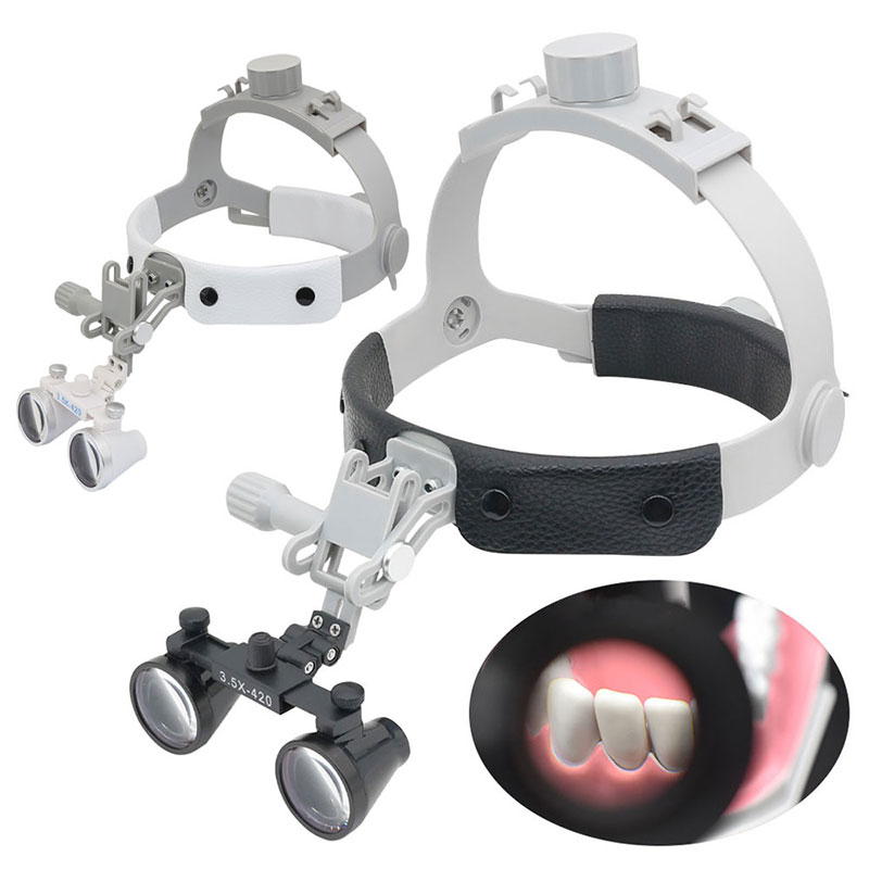 Loupe binoculaire dentaire 320-420mm, verre optique 3,5x, casque Ultra-léger, loupe à large champ de vision, Loupes dentaires