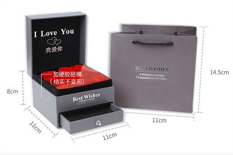 Geschenkdoos Voor Oorbel Armband Ring Ketting I Love U Rood Rose Eeuwige Bloem Geschenkdoos Voor Oorbel Ketting