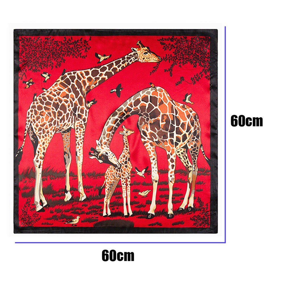 60X60Cm Groot Formaat Vierkante Zijden Bandana Womens Twill Giraffe Sjaal Animal Print Grote Bandana # Y