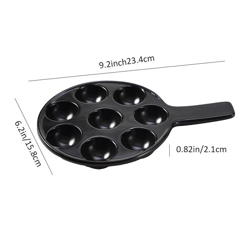 Plaque à Escargot en céramique, avec poignée, outils alimentaires, vaisselle, plateau de cuisson, Gadget de cuisine: L-black