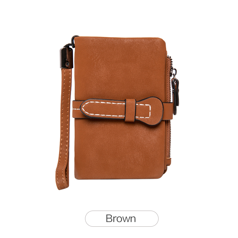 MIYIN Women's Short Wallet Minimalist Double Fold Multi Functional Zero Wallet with Cardholder Identity Window Coin Wallet: Brown