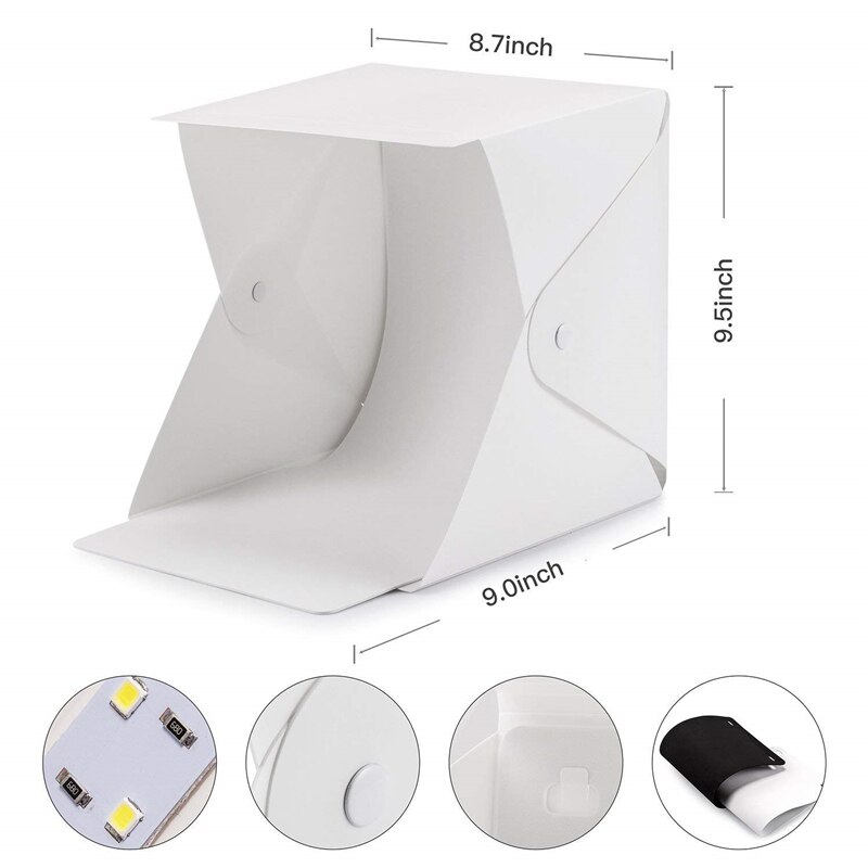 Portable Mini Foldable Photo Studio Softbox Light Room Photography Box Tabletop Shooting Tent with LED Light Lightroom Soft Box