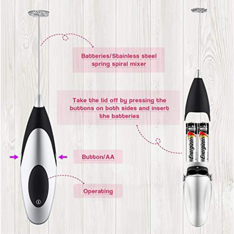 Ręczny elektryczny spieniacz mleka domu mini mleka spieniacz cappuccino kawy spienione mleko ekspres/trzepaczka trzepaczka robić jajek zasilany z baterii 069