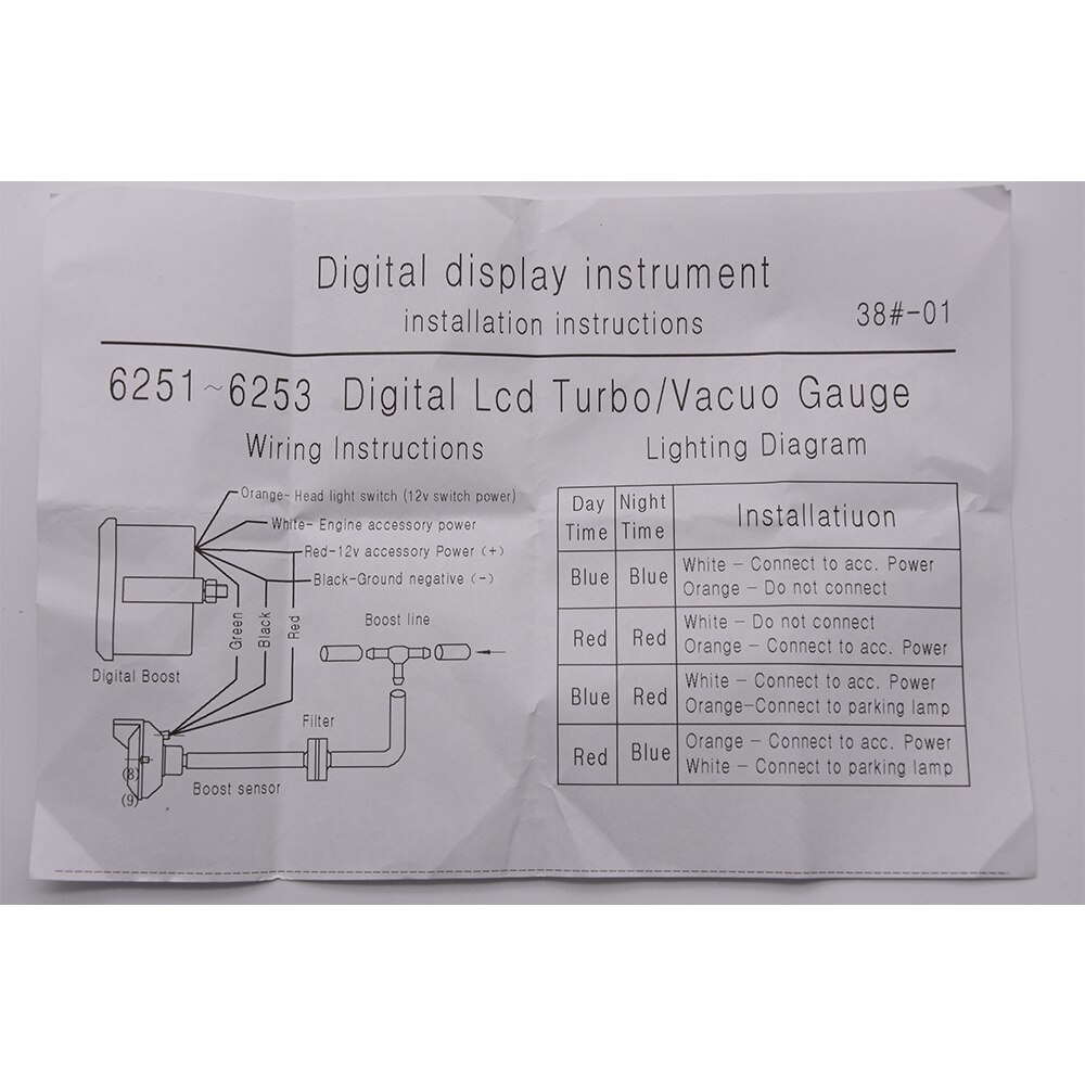 52mm Car Guages Boost Turbo Gauge Psi LCD Digital Display With Sensor Red Blue jauge voiture reloj presion turbo auto bar