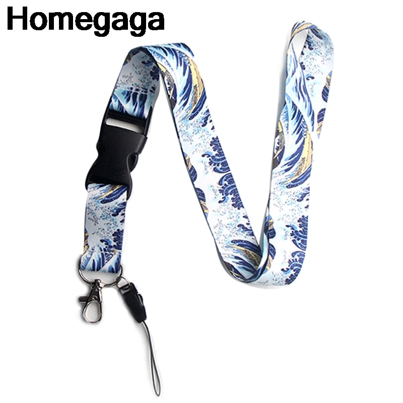 Homegaga Kanagawa Wave Key Id Strap Movie Hals Lanyards Sleutels Glazen Houder Bead Sleutelhanger Telefoons Camera &#39;S Singels Lint D2127