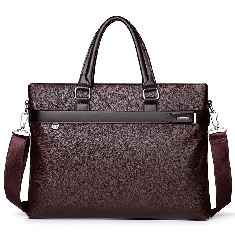 Men&#39;s Leather Bag for 14 Inch Laptop Bag Briefcases Leather Office Men&#39;s Business Bags for Document Holder Work Bag: Brown