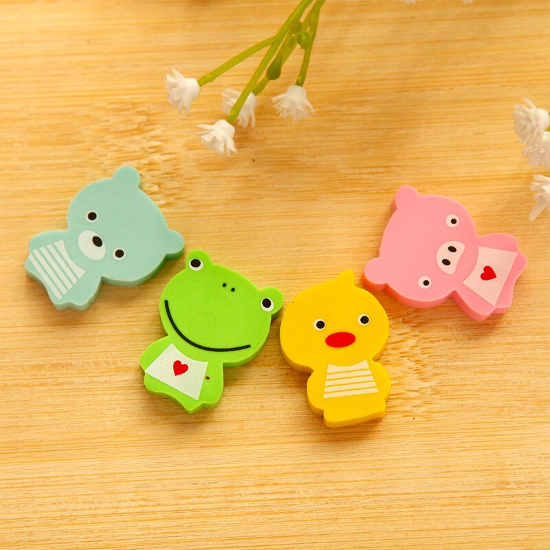 4 Stuks Mini Leuke Candy Kleur Dieren Gum Creatieve Gum Voor Kinderen Briefpapier Schoolbenodigdheden