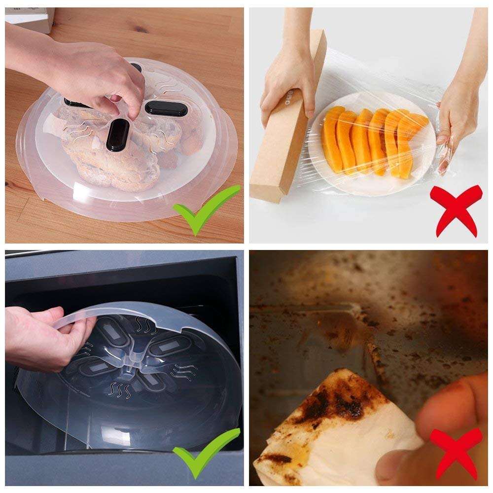 Magnetisk mikrobølgeovn platedeksel sprutbeskyttelse med dampventiler og sterke magneter mikrobølgedeksel holder mikrobølgeovnen ren