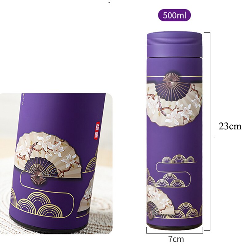 500ml Chinese Style Stainless Steel Vacuum Flask Water Bottle With Filter Insulated Thermos Coffee Mug Thermocup Travel Bottles