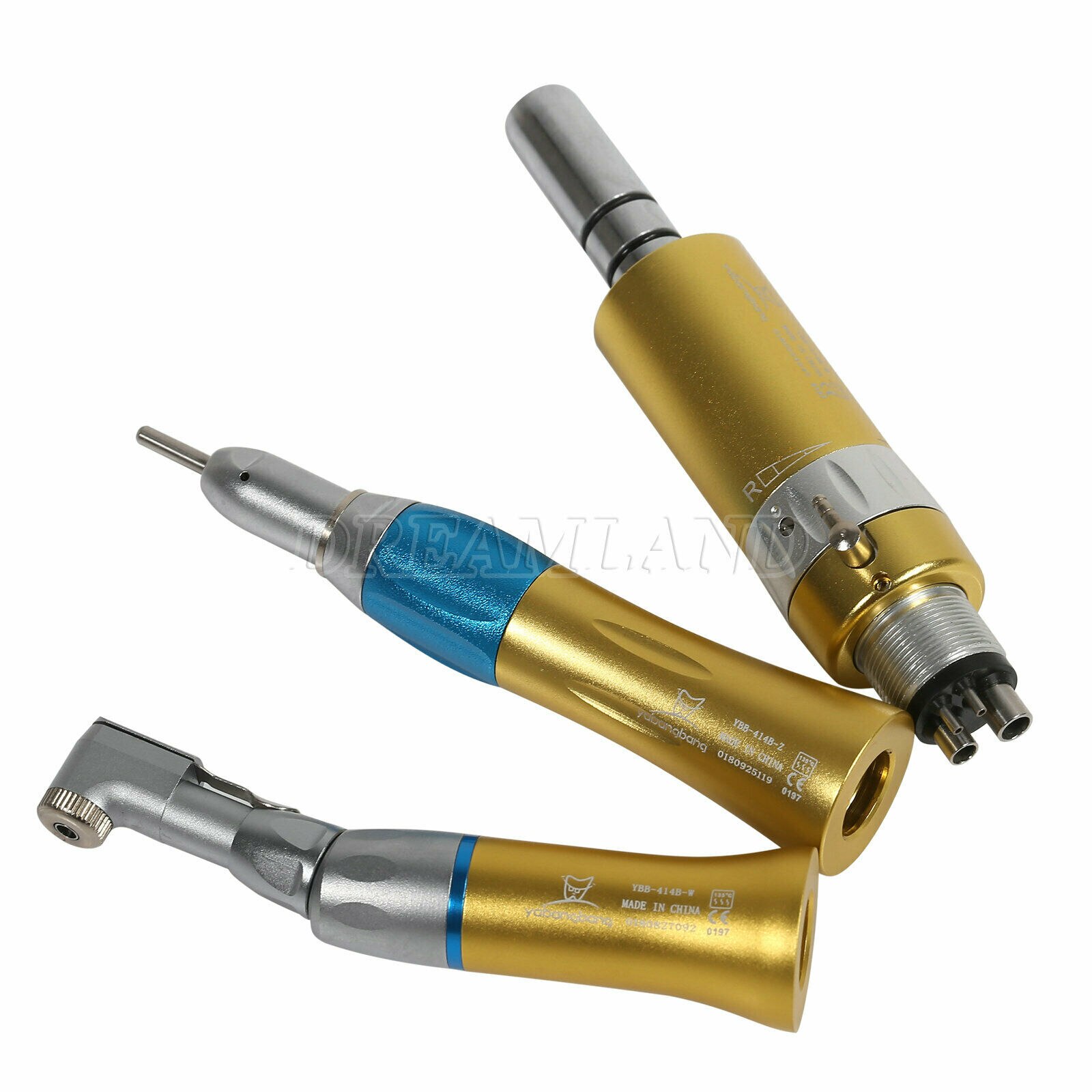 NSK Style Dental low speed contra angle straight handpiece air motor 4hole Gold
