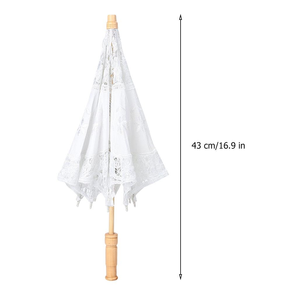 Lace Parasol Umbrella Flower Embroidery Parasol Wedding Bride Photography Umbrella Handmade Bridal Wedding Umbrella: white L