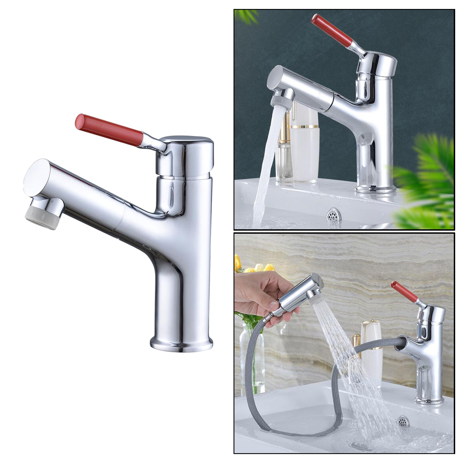 Pull-Out Spray Faucet Kitchen Bathroom Swivel Spout Sink Single Handle Mixer Tap