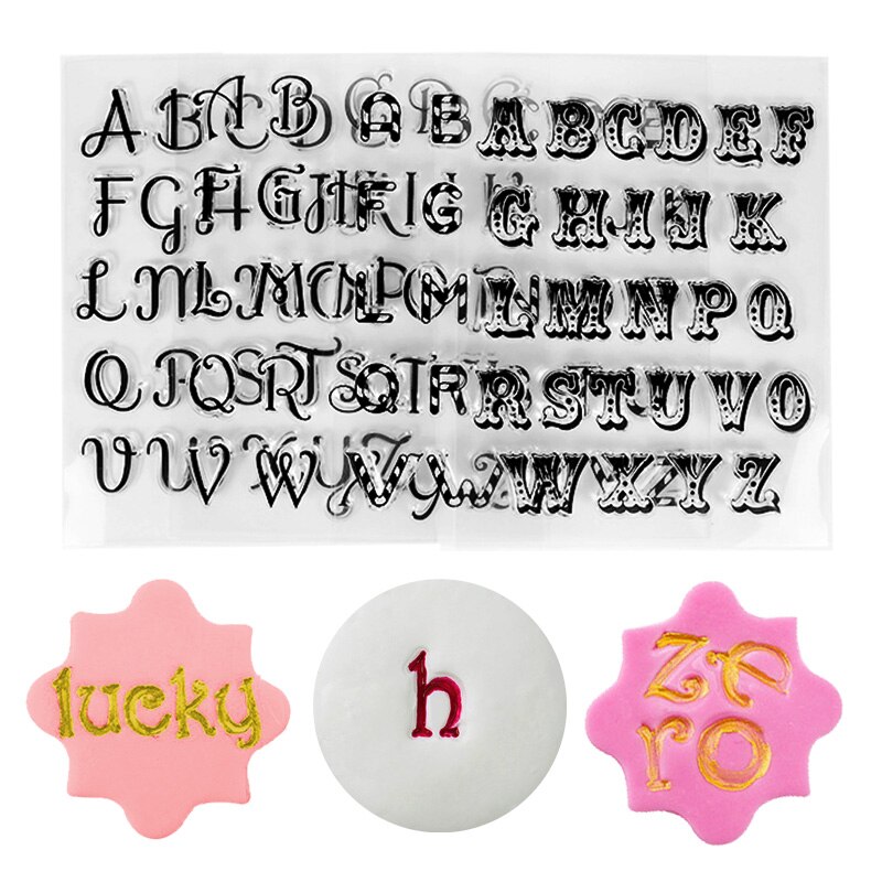 Alphabet Number Fondant Cake Stamp Silicone Clear Mold Letters Biscuit Fondant Decoration Cake Embosser Stamp Baking Tools