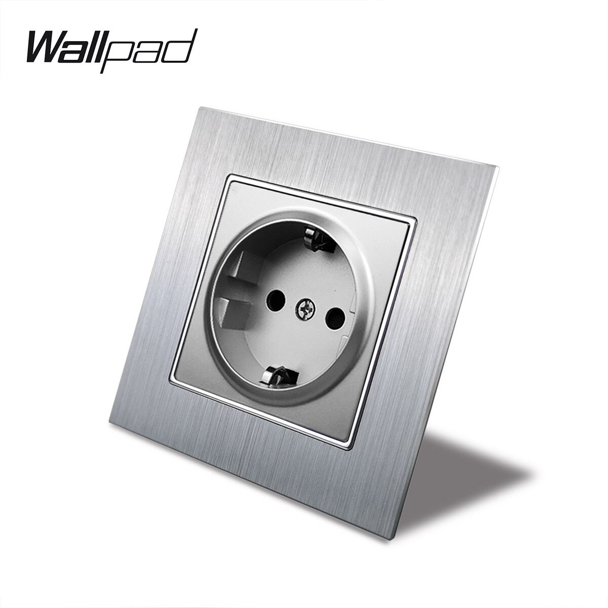Silver Double EU Socket for EU Box Wallpad 156*86mm 110V-240V Satin Metal Panel Wall 16A Power Electrical Sockets: EU Socket