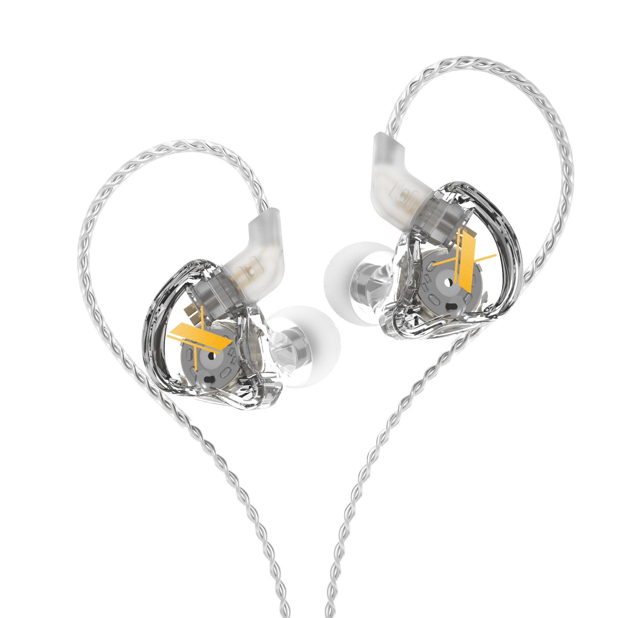 Auriculares dinámicos KZ EDX 1DD con Monitor de alta fidelidad para DJ, auriculares deportivos con cancelación de ruido, auriculares KZ ZST X ZSN PRO EDR1 ZAX ED9 ED12 ATE ZS3 ES3 ZS4 ZS3E: Clear Silver cable