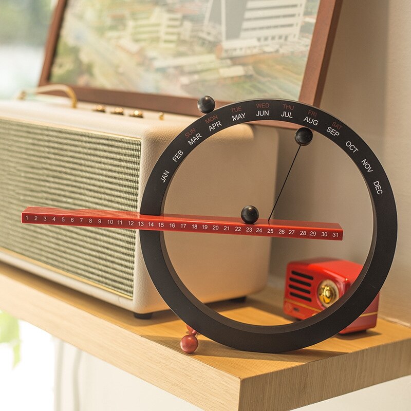 creativo magnetico sfera parete orologio perpetuo parete calendario novità casa arredamento europeo stile vita Camera Camera da letto ornamenti(Nero)