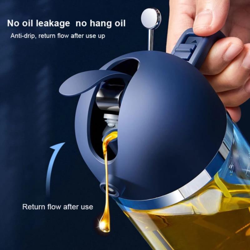 Dual-Purpose Olive Oil Spray Pouring Bottle BBQ Kitchen Glass Dispenser Bottle
