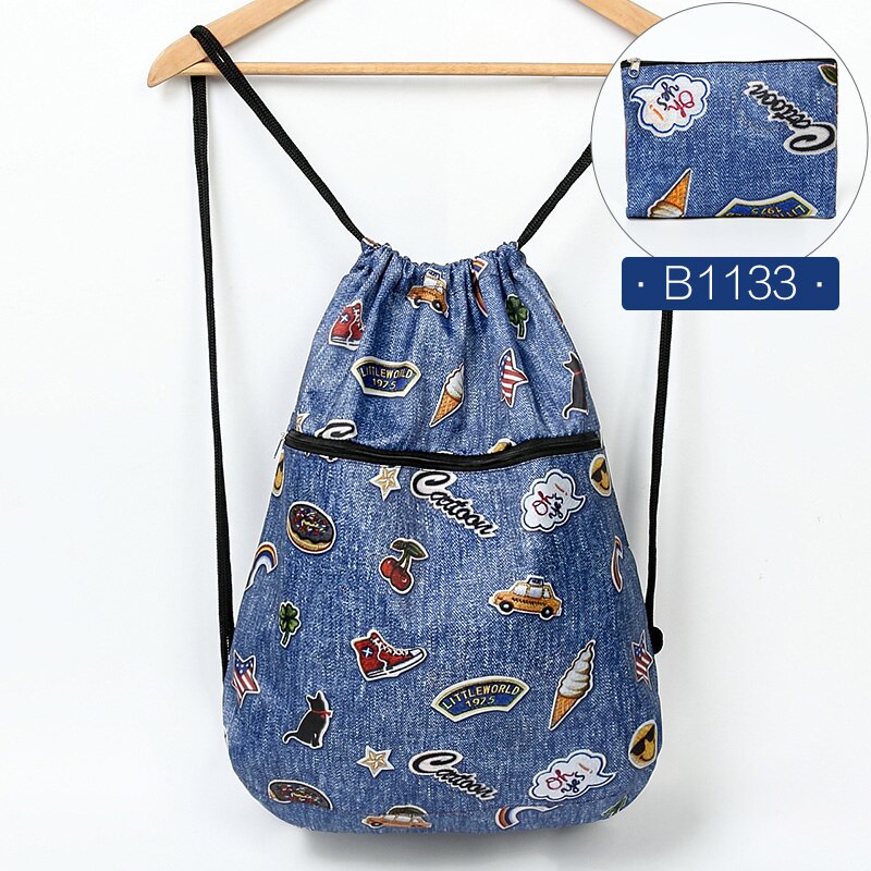 Cartoon Foldable String Stadium Backpack Lightweight Washable Sturdy Daypack Waterproof Small Portable Outdoor Sport Bag: Z0111