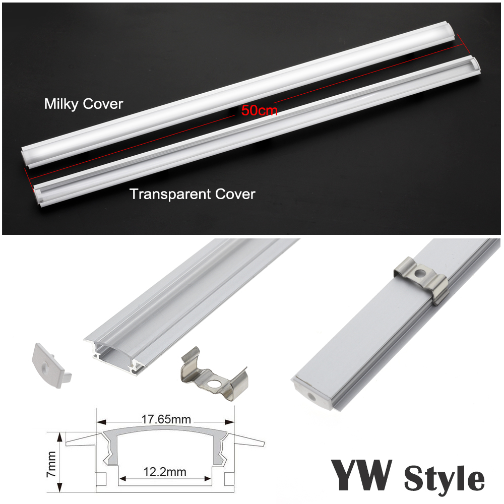 5pcs/lot LED Bar Light Aluminum Shell 50cm U V YW Style Shaped Channel Holder with Milky or Transparent Cover.: YW Style / Milky Cover