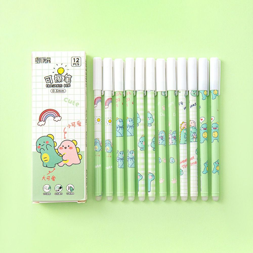 12PCS/Box 0.5mm Blue Ink Ballpoint Pen Bear Peach Astronaut Quick Drying Erasable Pen Gel Pens School Office Supplies: Blue