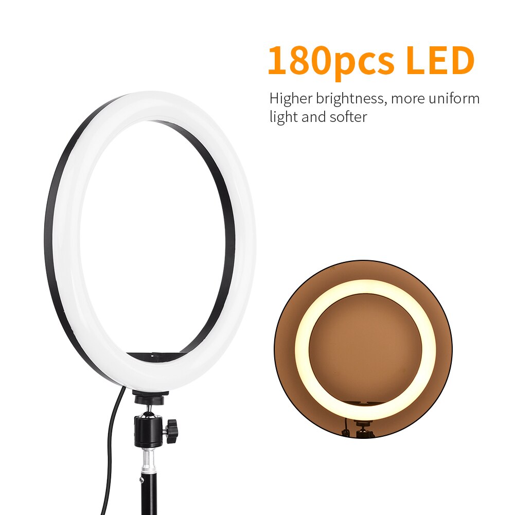 14" 5500K Dimmable LED Ring Light Diffuser MIRROR Stand Make Up Studio Dimmable Camera Phone Circle Led Selfie Ring