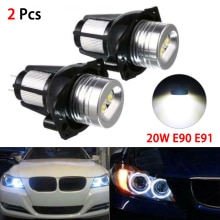 2 stk 20w/2 stk led forlygter angel eye halo ring pærer til bmw  e90 e91 05-08 kørelys hvid 12v biltilbehør