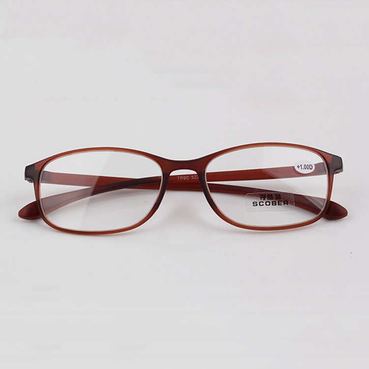 Glausa leesbril met groot montuur voor ouderen, superlichte flexibele leesbril voor boeken, papier, mannen en vrouwen, presbyopisch glas: +150 / Thee