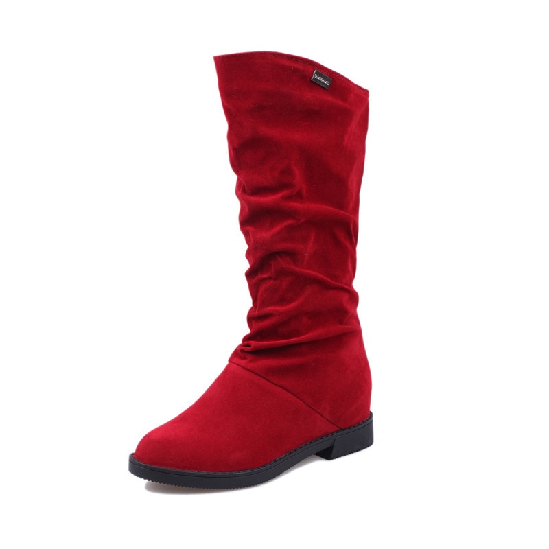 Bottes de neige hautes pour femmes, chaussures d'hiver, confortables, noir, rouge, YX1749, , décontracté: Rouge / 8