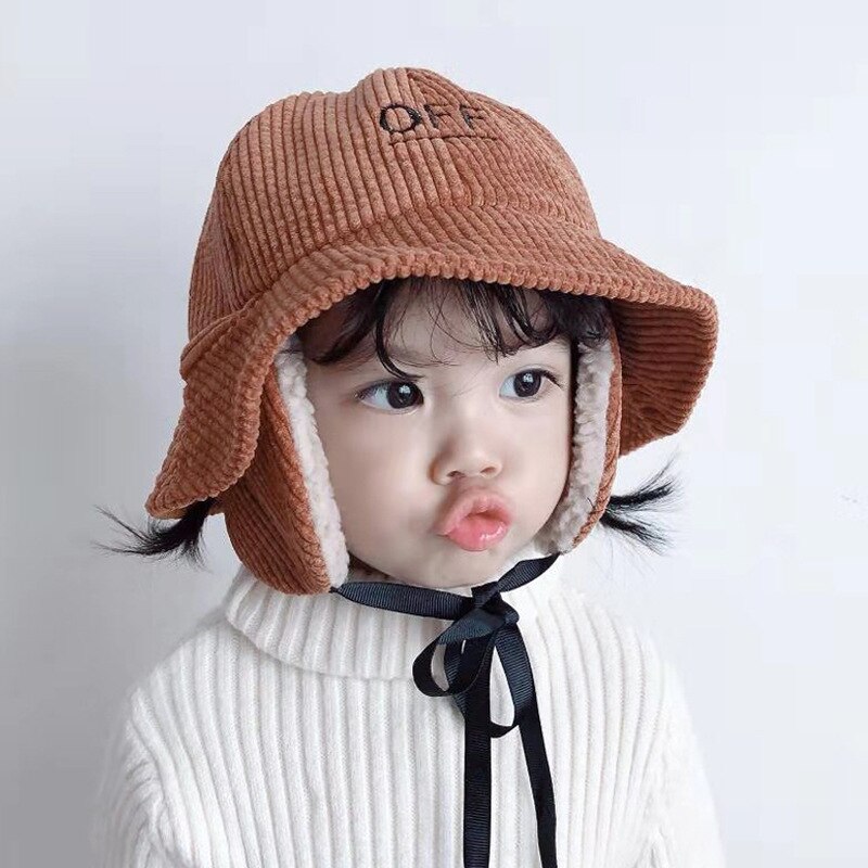 Gorros de dibujos animados Unisex para niño, gorros con orejeras, gorros cálidos con protección para las orejas, accesorios para niño, Otoño e Invierno: Castaño