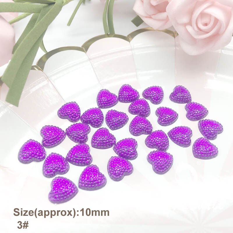 Gemas planas de 10mm con parte trasera de diamante, cristales de corazón pegatinas para piedra, GEMA, arte Hecho A Mano, manualidades, álbumes de recortes, 100 unidades: No 3 purple