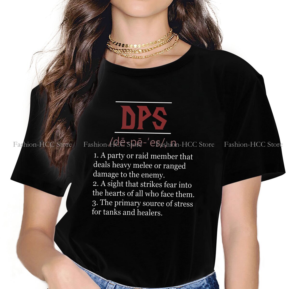 verden av warcraft polyester t-skjorter definisjon av dps essensielt trykk dame t-skjorte morsomme topper