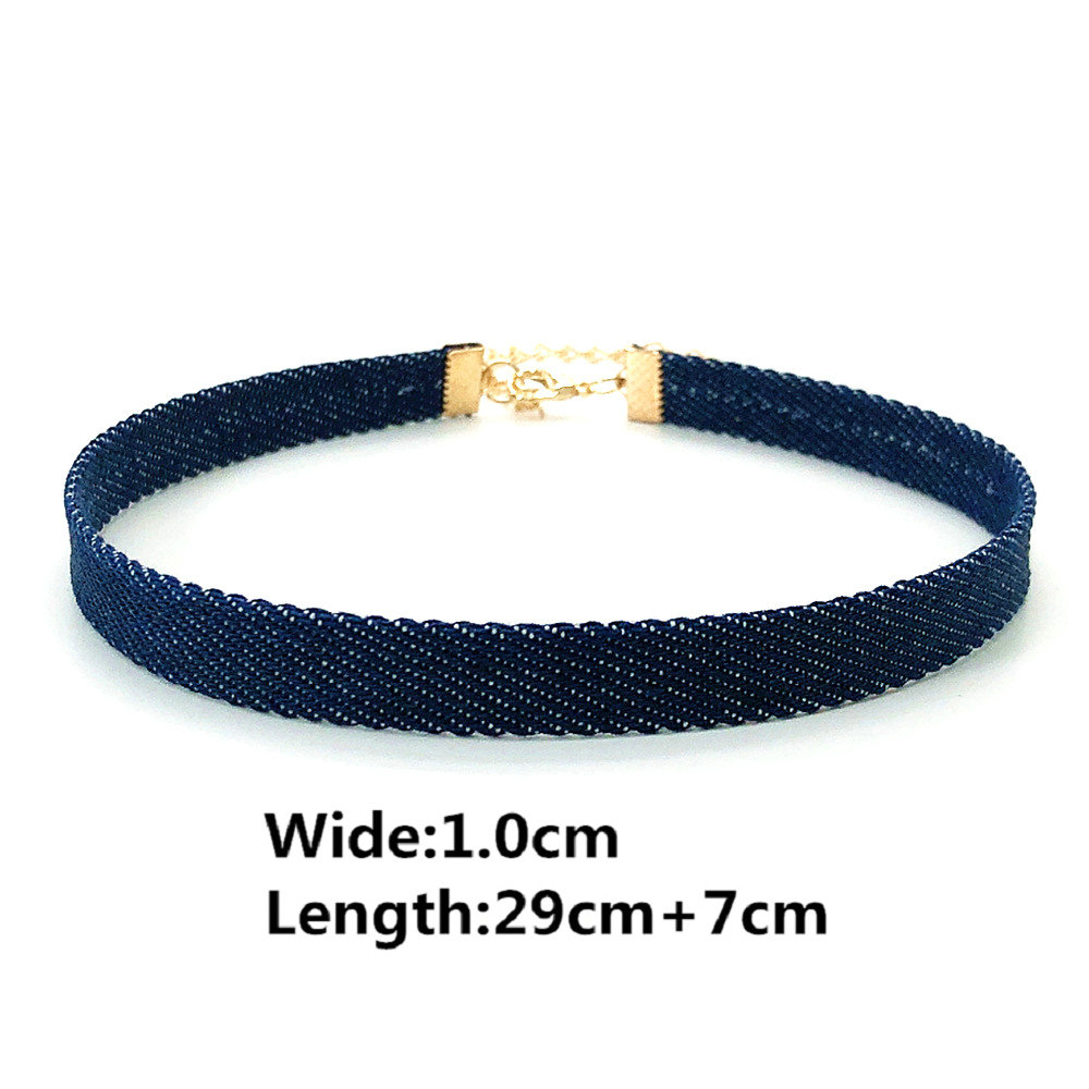 Collar étnico gótico de mezclilla para mujer, Gargantilla Bohemia Vintage, Estrella Negra, accesorios de cadena para el cuello, joyería para mujer,: Azul de zinc