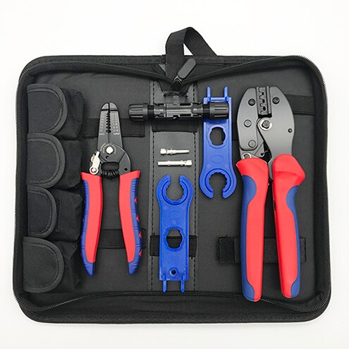 Mc4 fotovoltaiska kontaktdon krympverktyg solenergi terminal klämma skiftnyckel wire stripper tång crimp räckvidd 2.5/4/6 mm 2 verktyg: En uppsättning