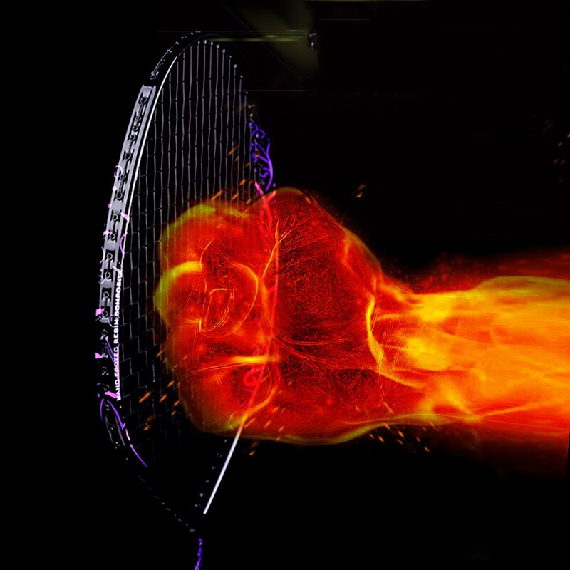 4u carbon v-formet badmintonketcher letvægts offensiv enkelt skud med string paddle ketcher træningstilbehør