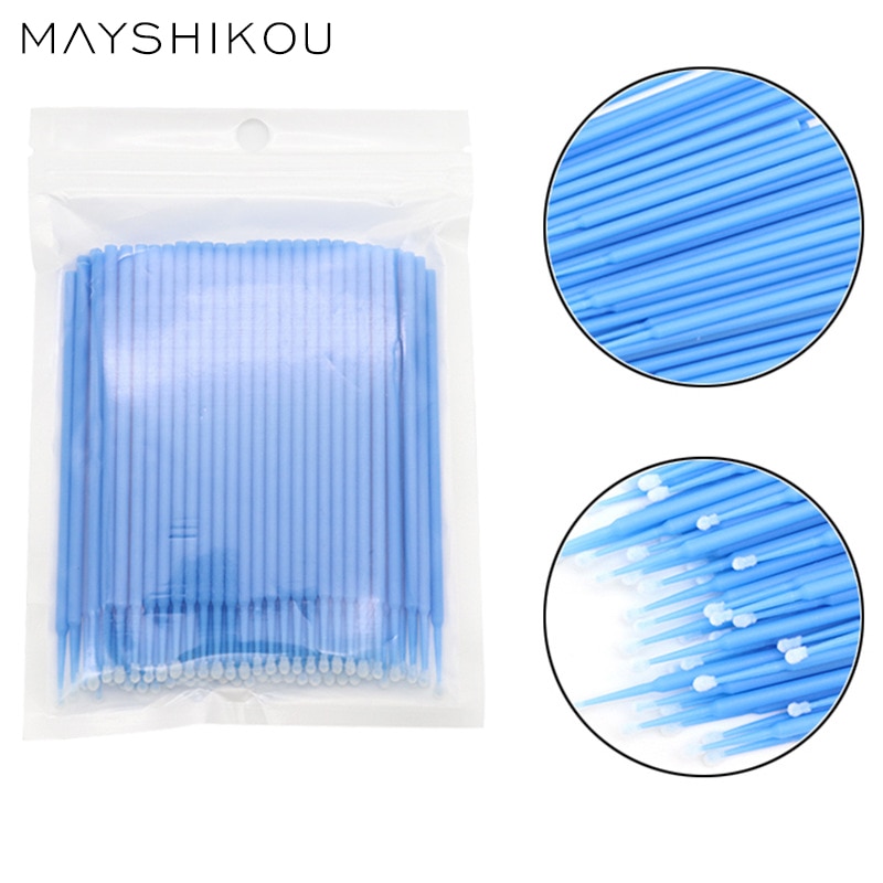Mayshikou 100Pcs Valse Wimpers Wattenstaafje Wegwerp Wimper Extension Make-Tools Individuele Wimpers Borstel Clear Mascara