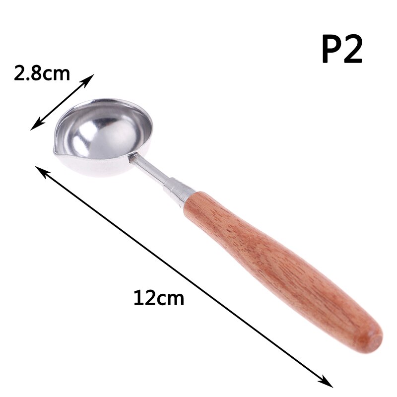 1PCS Wooden Handle Spoon Special Wax Sealing Melting Spoon For Scrapbooking Wax Spoon Retro Wax Seal Stamp Accessories: P2